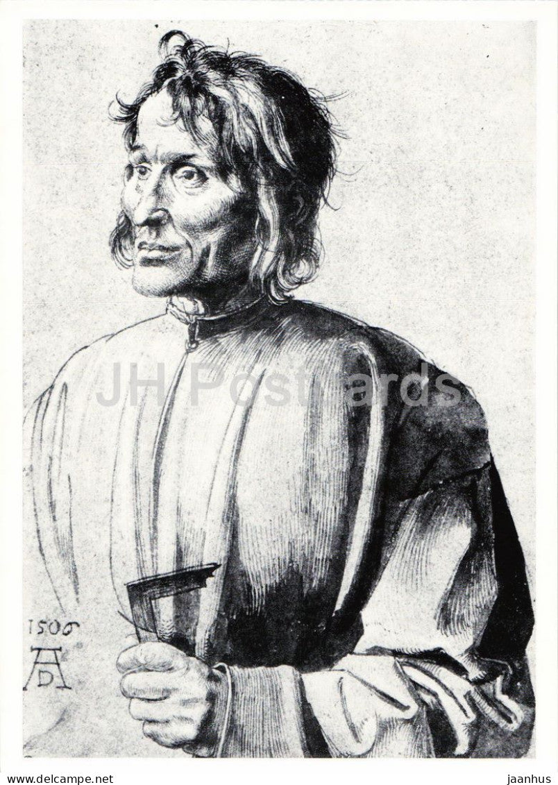 drawing by Albrecht Durer - Hieronymus of Augsburg - Baumeister Hieronymus von Augsburg art 1978 - Germany DDR - unused - JH Postcards