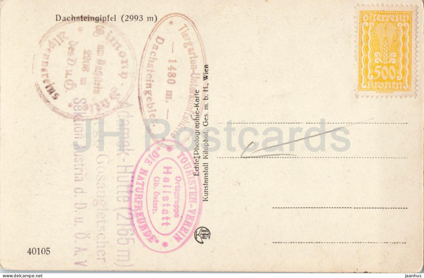 Dachsteingipfel 2993 m - Alpinisme - N° 40105 - Carte postale ancienne - Années 1920 - Autriche - Occasion 