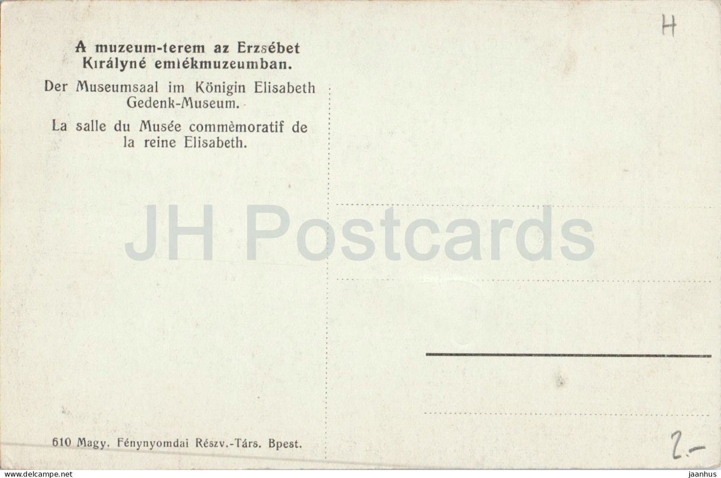 Budapest Museumssaal im Königin Elisabeth Gedenkmuseum - Innenansicht Ausstellungshalle alte Postkarte - 610 - Ungarn - unbenutzt
