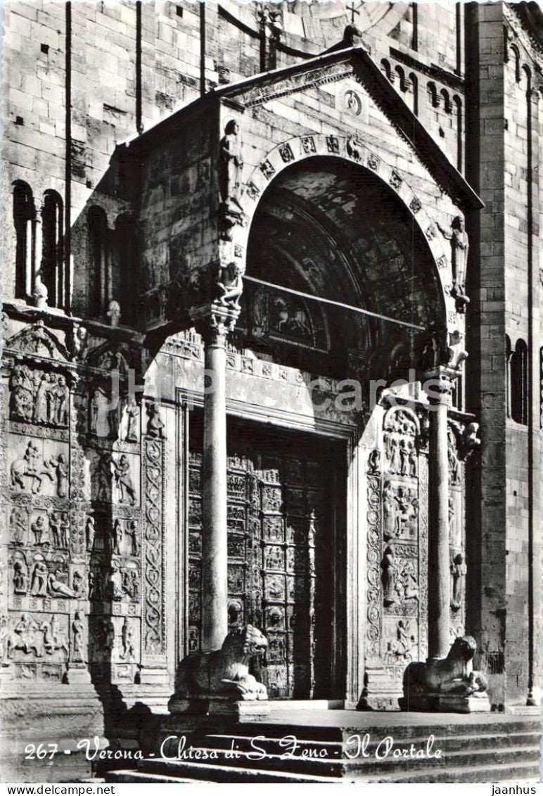 Verona - Chiesa di S. Zeno - Il Portale - St. Zeno Basilica - The Portal - cathedral 267 - old postcard - Italy - unused - JH Postcards
