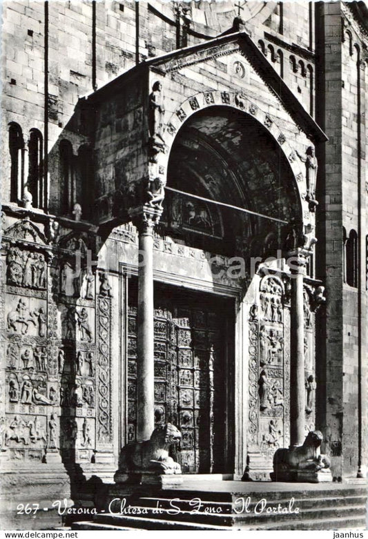 Verona - Chiesa di S. Zeno - Il Portale - St. Zeno Basilica - The Portal - cathedral 267 - old postcard - Italy - unused - JH Postcards