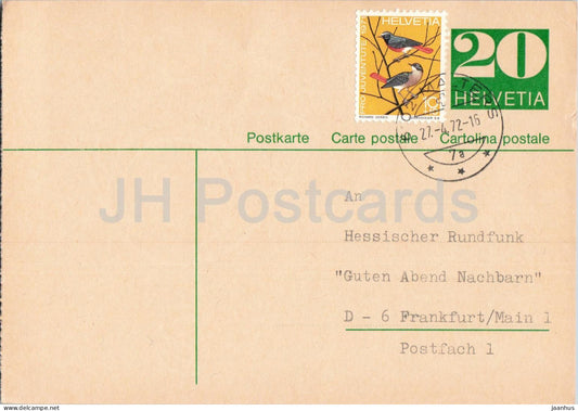 Guten Abend Nachbarn - Hessischer Rundfunk - postal stationery - 115 - 1972 - Switzerland - used - JH Postcards