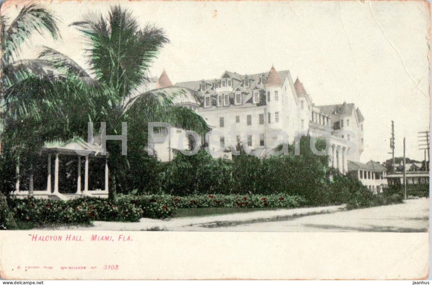 Halcyon Hall - Miami Fla. - 3103 - old postcard - 1913 - USA - used - JH Postcards