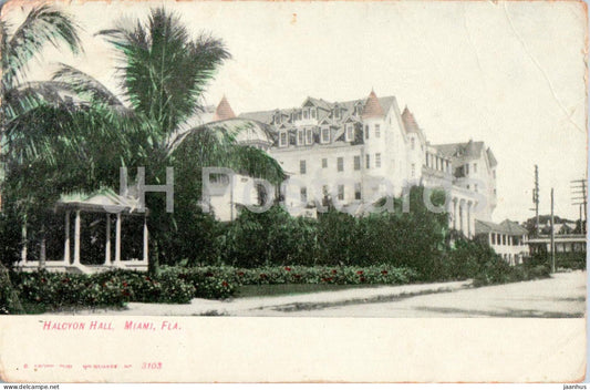 Halcyon Hall - Miami Fla. - 3103 - old postcard - 1913 - USA - used - JH Postcards