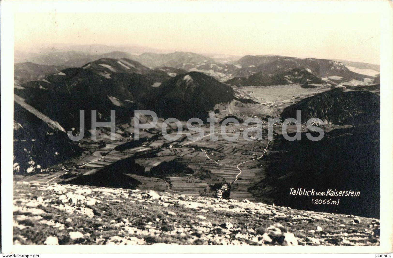 Talblick vom Kaiserstein - alpine landscape - mountains - Alps - 8016 - photo - old postcard - 1934 - Austria - unused - JH Postcards