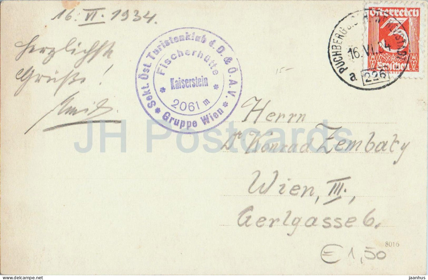 Talblick vom Kaiserstein - paysage alpin - montagnes - Alpes - 8016 - photo - carte postale ancienne - 1934 - Autriche - non utilisée 