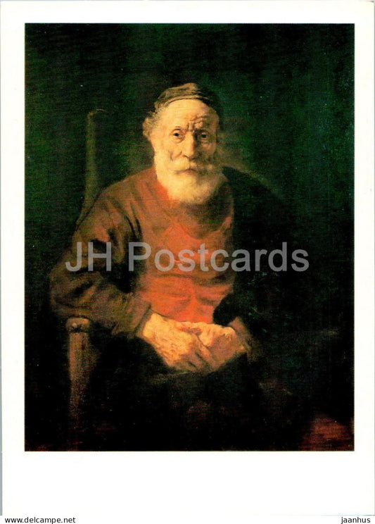 painting by Rembrandt - Portrait of a Old Man in red - Dutch art - 1987 - Russia USSR - unused - JH Postcards