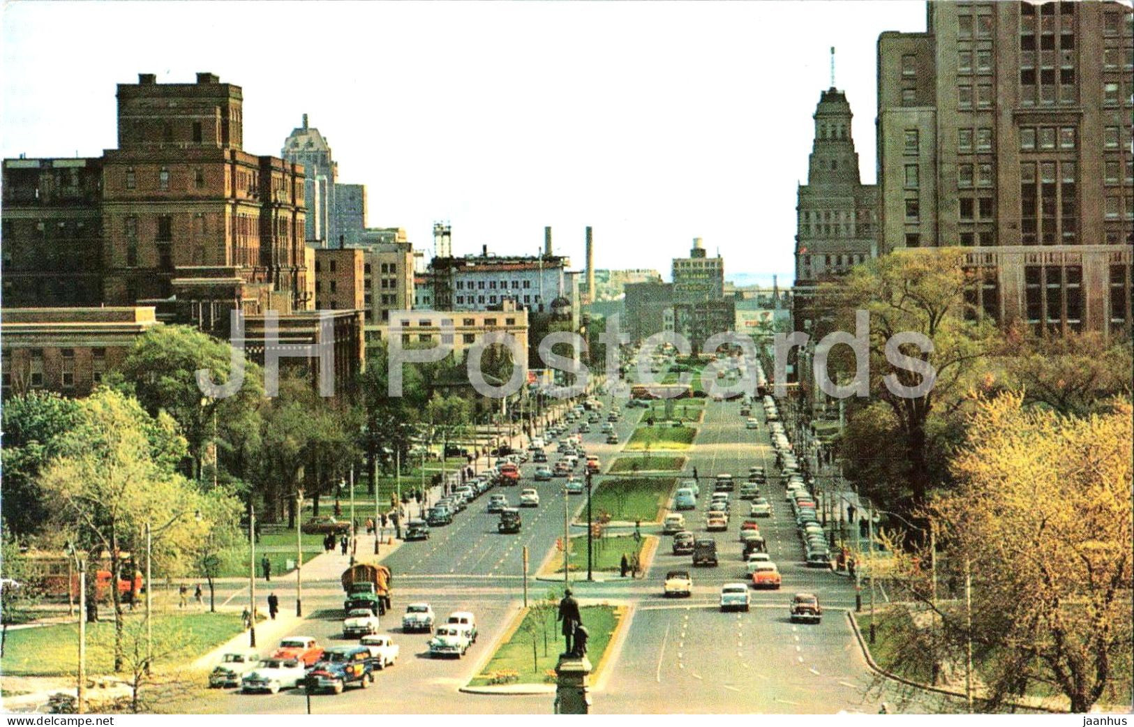 Toronto - Ontario - University Avenue Looking South - traffic - old postcard - 1957 - Canada - used - JH Postcards