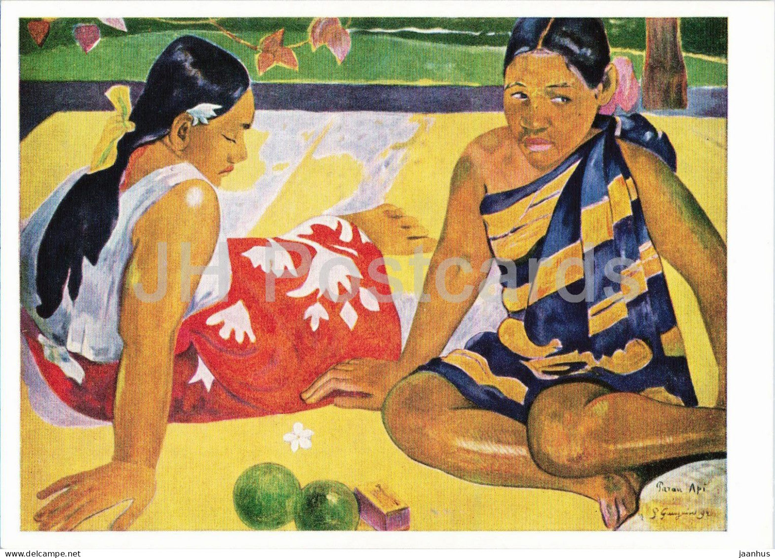 painting by Paul Gauguin - Two Women of Tahiti - Zwei Frauen von Tahiti - French art - 1971 - Germany DDR - unused - JH Postcards