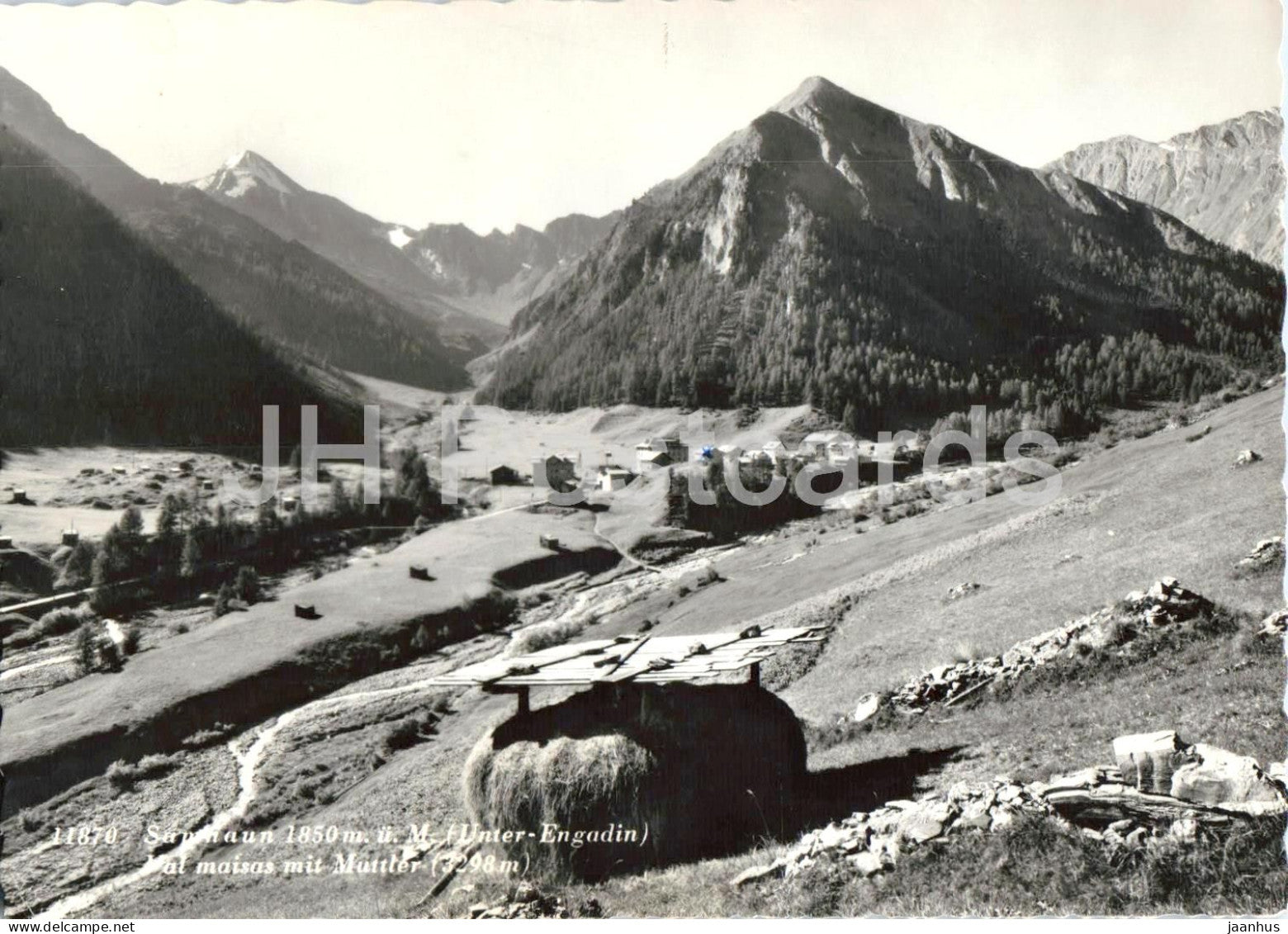 Samnaun - Unter Engadin mit Muttler 3298 m - val Maisas - village - mountains - 11870 - 1961 - Switzerland - used - JH Postcards