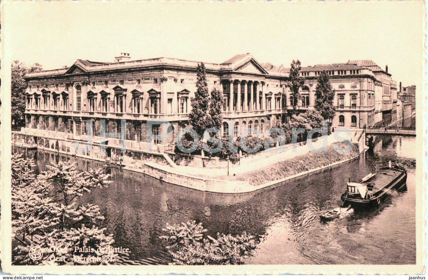 Gand - Gent - Palais de Justice - Courthouse - boat - 24 - old postcard - Belgium - unused - JH Postcards