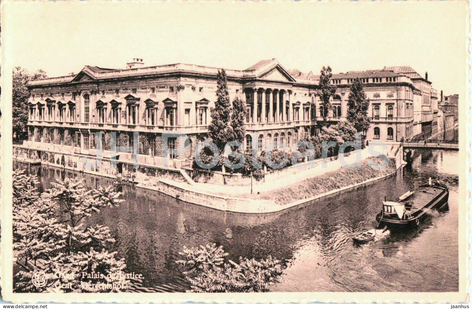 Gand - Gent - Palais de Justice - Courthouse - boat - 24 - old postcard - Belgium - unused - JH Postcards