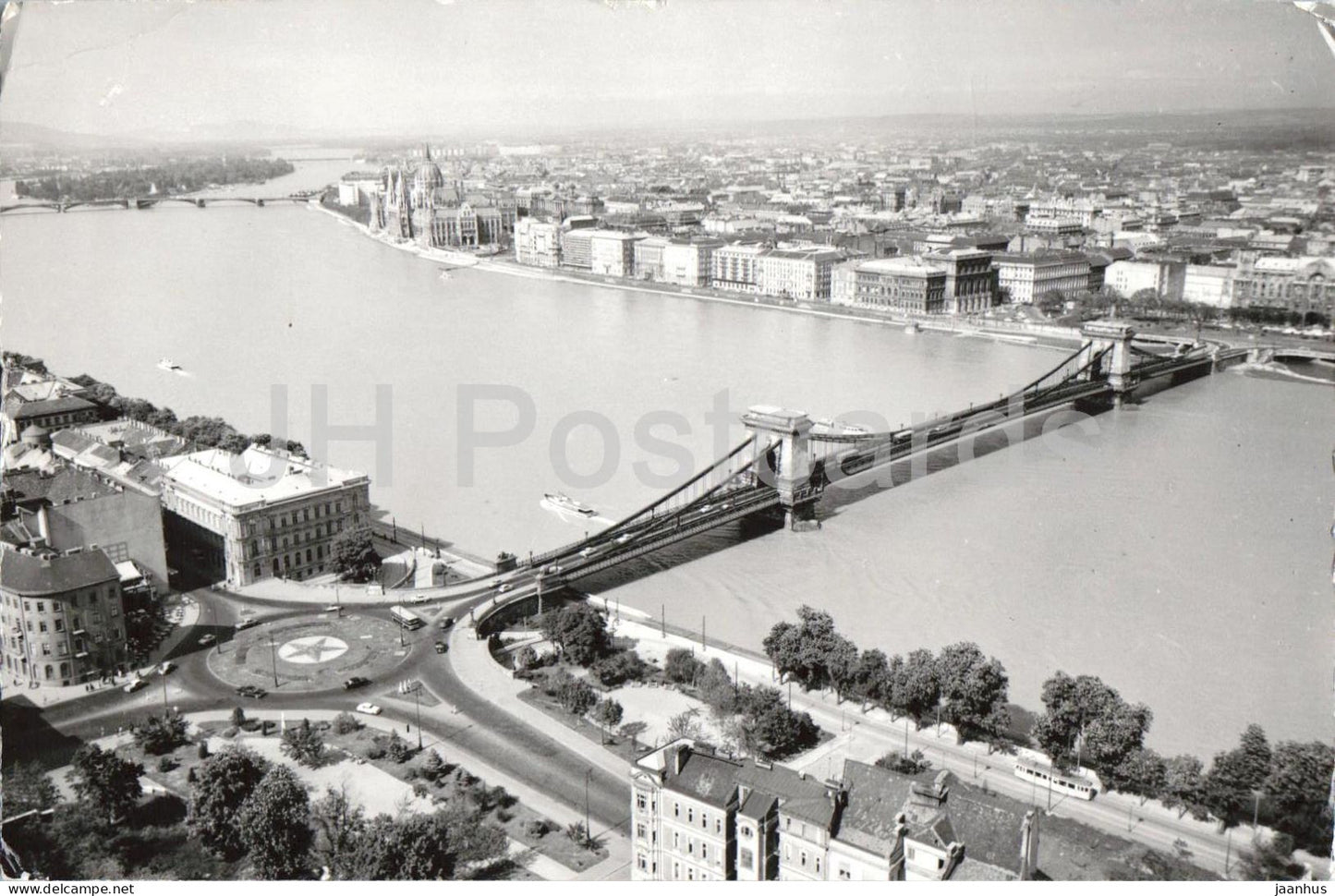Budapest - A Lanchid - The Chain Bridge - Danube - panorama - 1968 - Hungary - used - JH Postcards