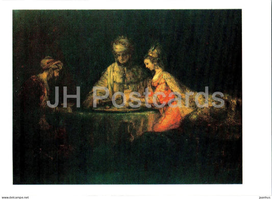 painting by Rembrandt - Artaxerxes. Haman and Esther - Dutch art - 1987 - Russia USSR - unused - JH Postcards