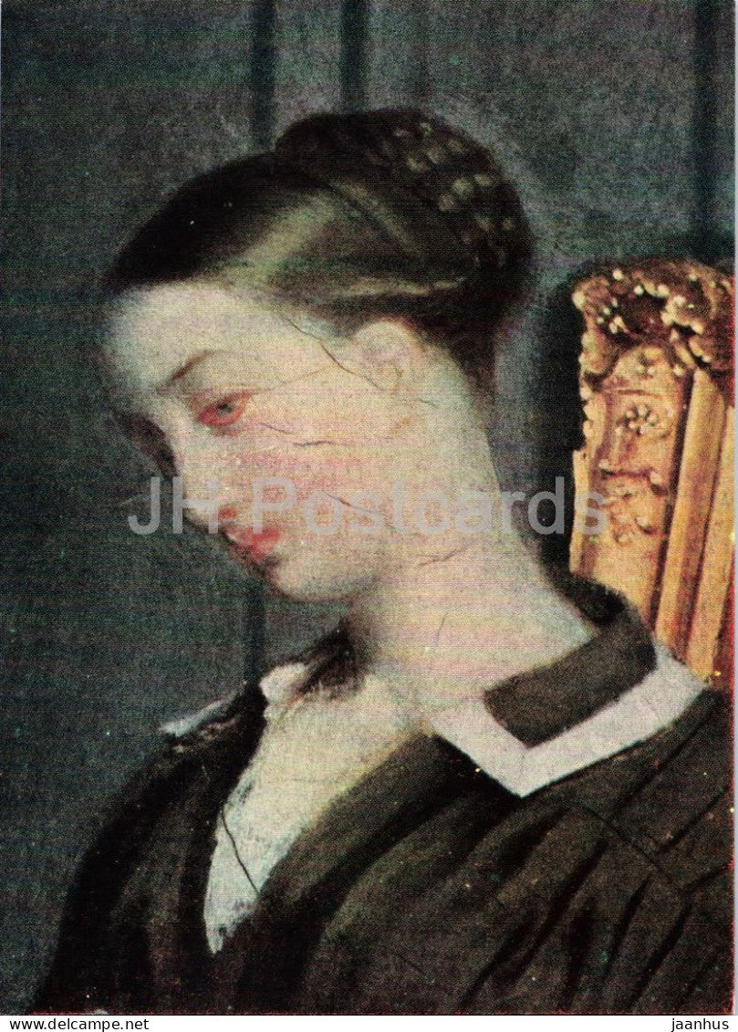 painting by Pavel Fedotov - The Young Widow - detail - Russian art - 1965 - Russia USSR - unused - JH Postcards