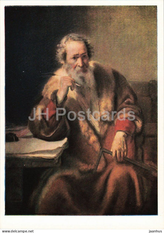 painting by Rembrandt - The Architect - Der Architekt - Dutch art - old postcard - 1953 - Germany DDR - unused - JH Postcards