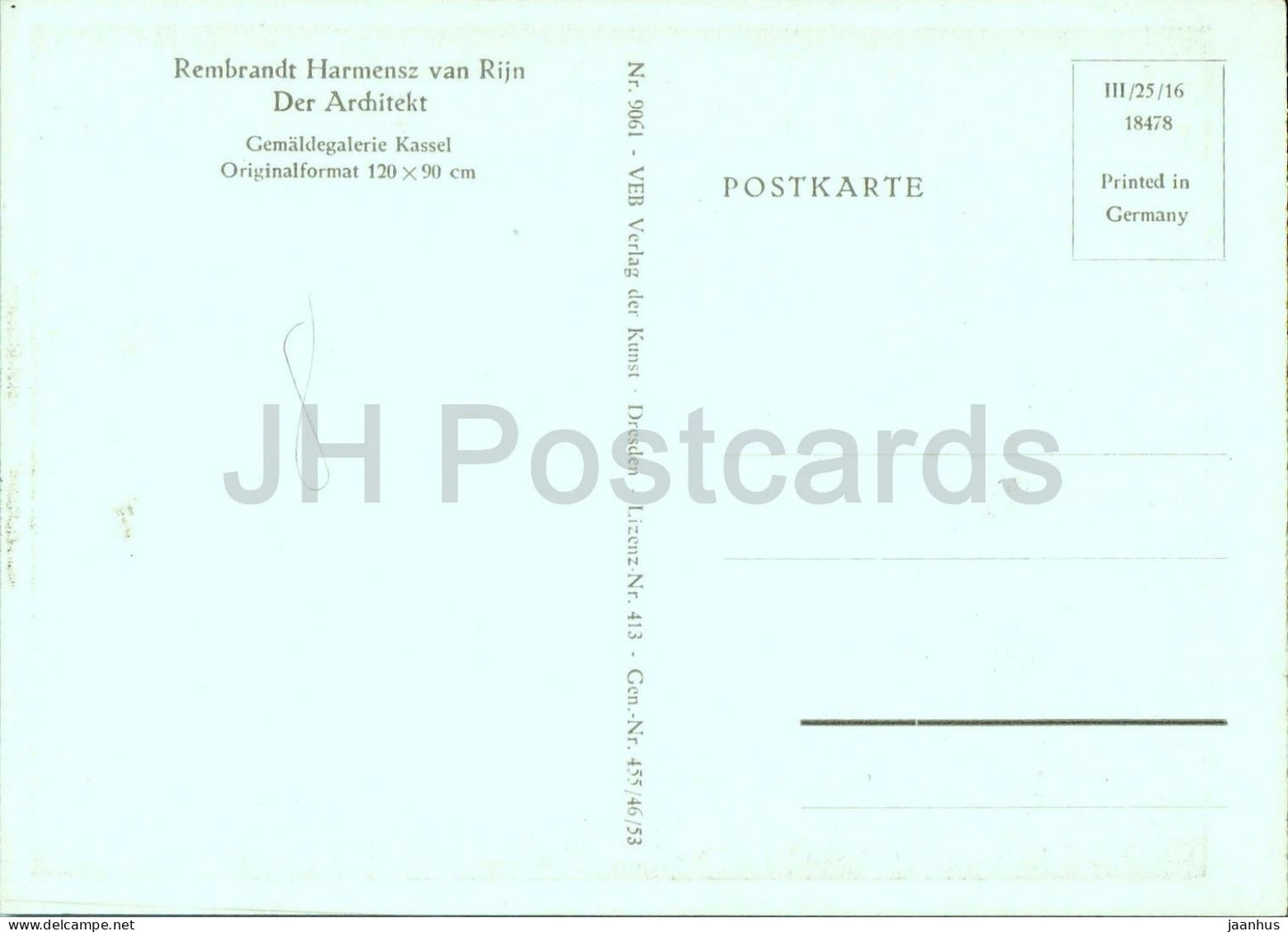 painting by Rembrandt - The Architect - Der Architekt - Dutch art - old postcard - 1953 - Germany DDR - unused