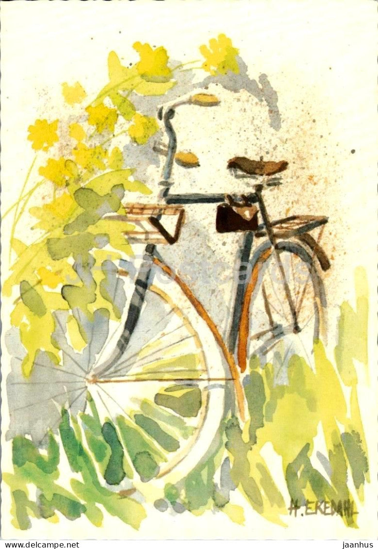 Gotland - The Bicycle - bicycle illustration - 1990s - Sweden - unused - JH Postcards