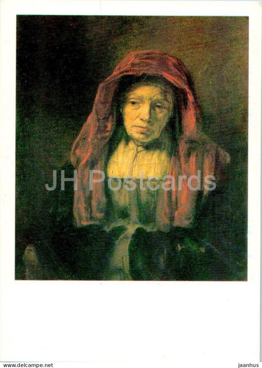 painting by Rembrandt - Portrait of Old Woman - Dutch art - 1987 - Russia USSR - unused - JH Postcards