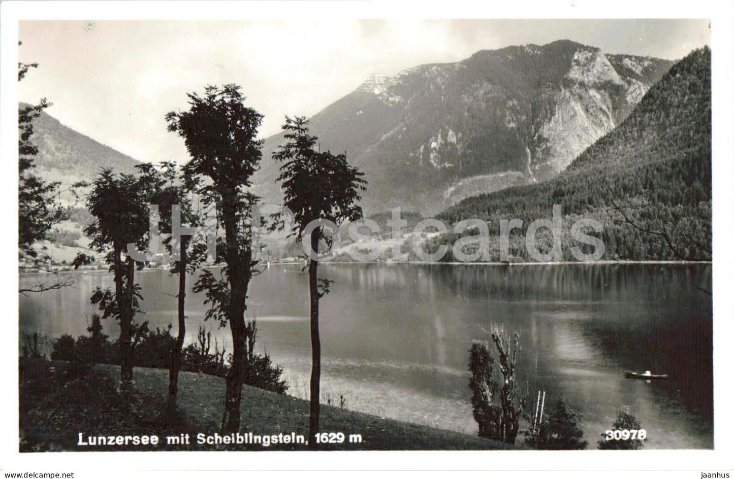 Lunzersee mit Scheiblingstein 1629 m - lake - mountains - No. 30978 - old postcard - 1935 - Austria - unused - JH Postcards