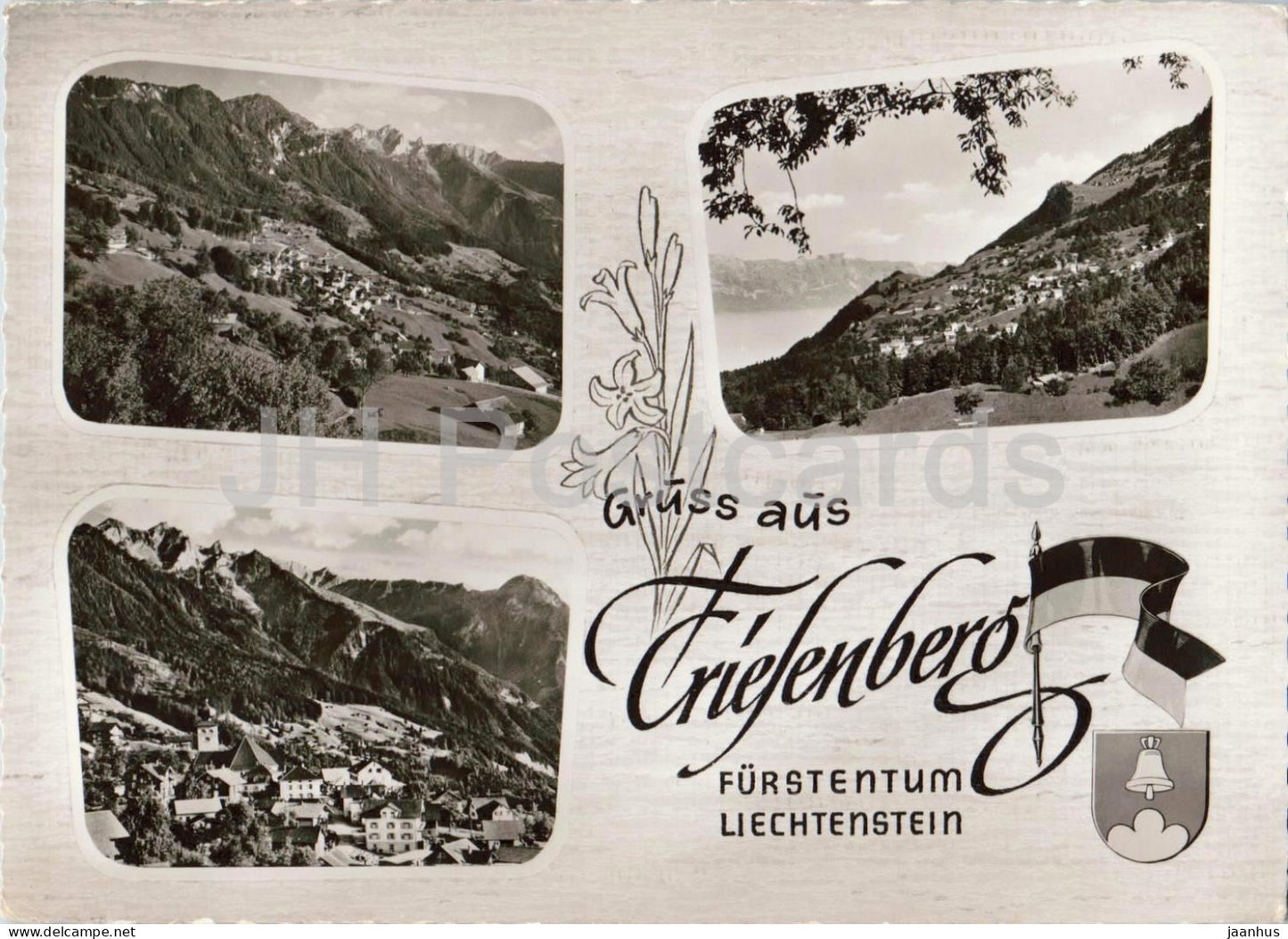 Gruss aus Triesenberg - mountain village - alpine panorama - multiview - 8758 - old postcard - Liechtenstein - unused - JH Postcards