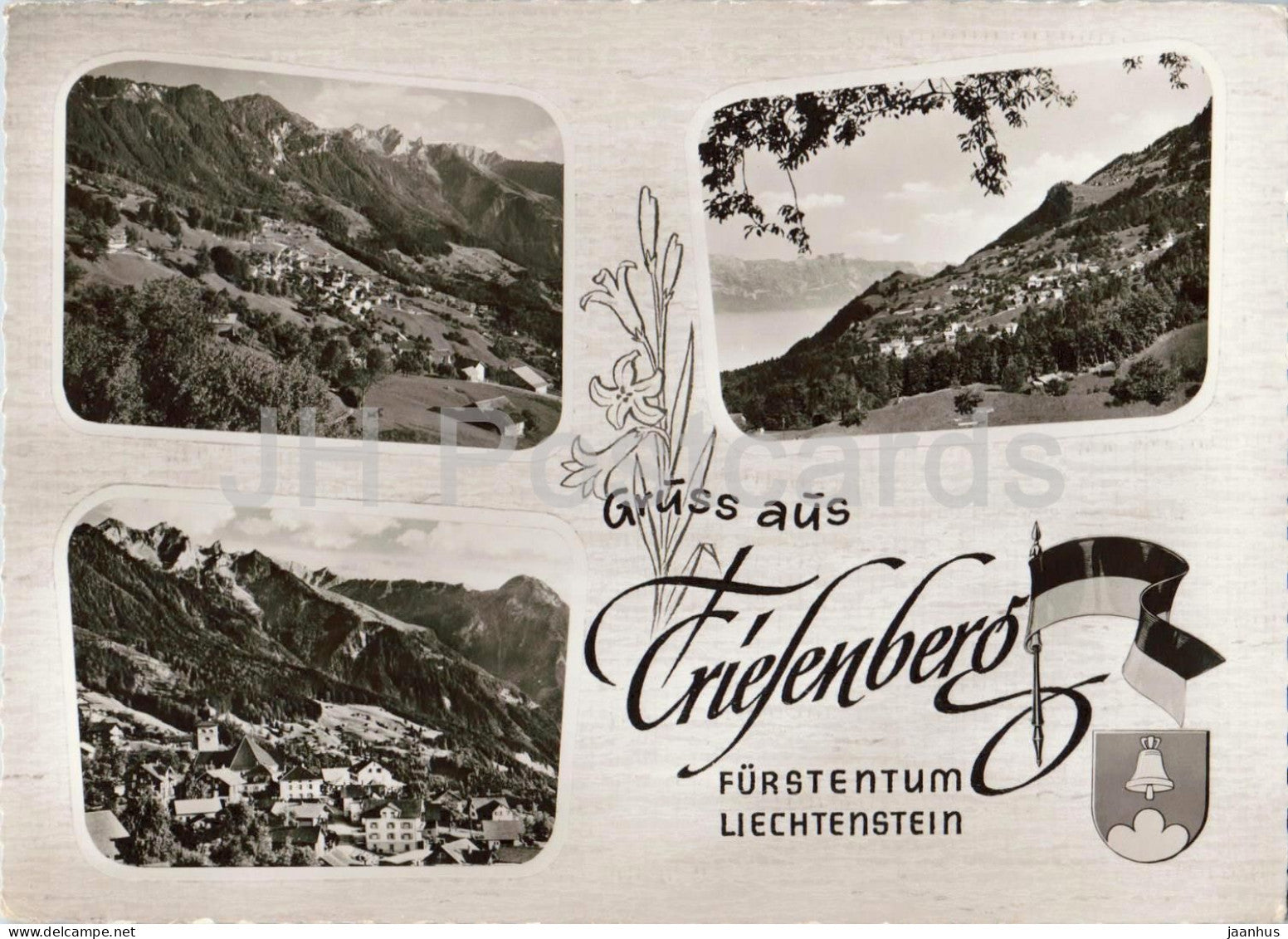 Gruss aus Triesenberg - mountain village - alpine panorama - multiview - 8758 - old postcard - Liechtenstein - unused - JH Postcards
