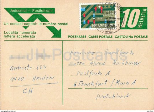 Guten Abend Nachbarn - Hessischer Rundfunk - postal stationery - 94 - 1972 - Switzerland - used - JH Postcards