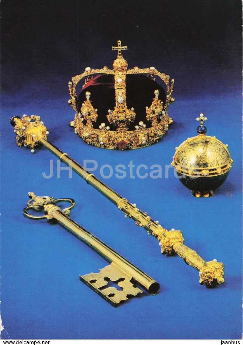 Stockholm Kungl slottet Skattkammaren - Royal Palace The Treasury - regalia crown key - Sweden - unused - JH Postcards