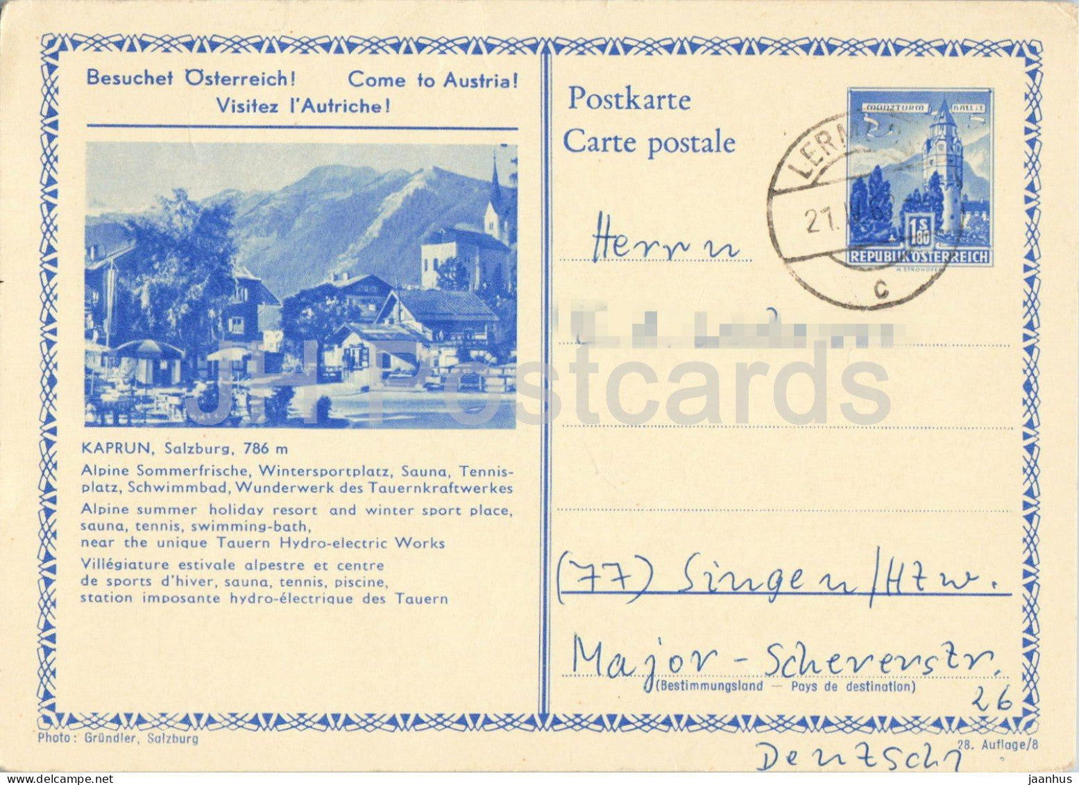 Kaprun - Salzburg - 786 m - postal stationery - 1962 - Austria - used - JH Postcards