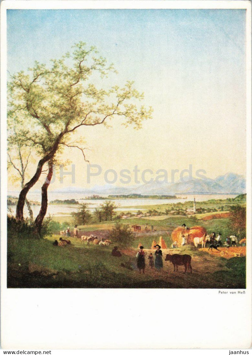 painting by Peter von Hess - On the Chiemsee - Am Chiemsee - German art - 113 - old - 1936 - Germany - unused - JH Postcards