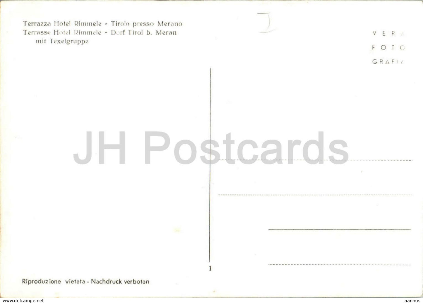 Terrazza Hotel Rimmele - Tirolo presso Merano - Dorf Tirol b. Meran - terrace - old postcard - Italy - unused