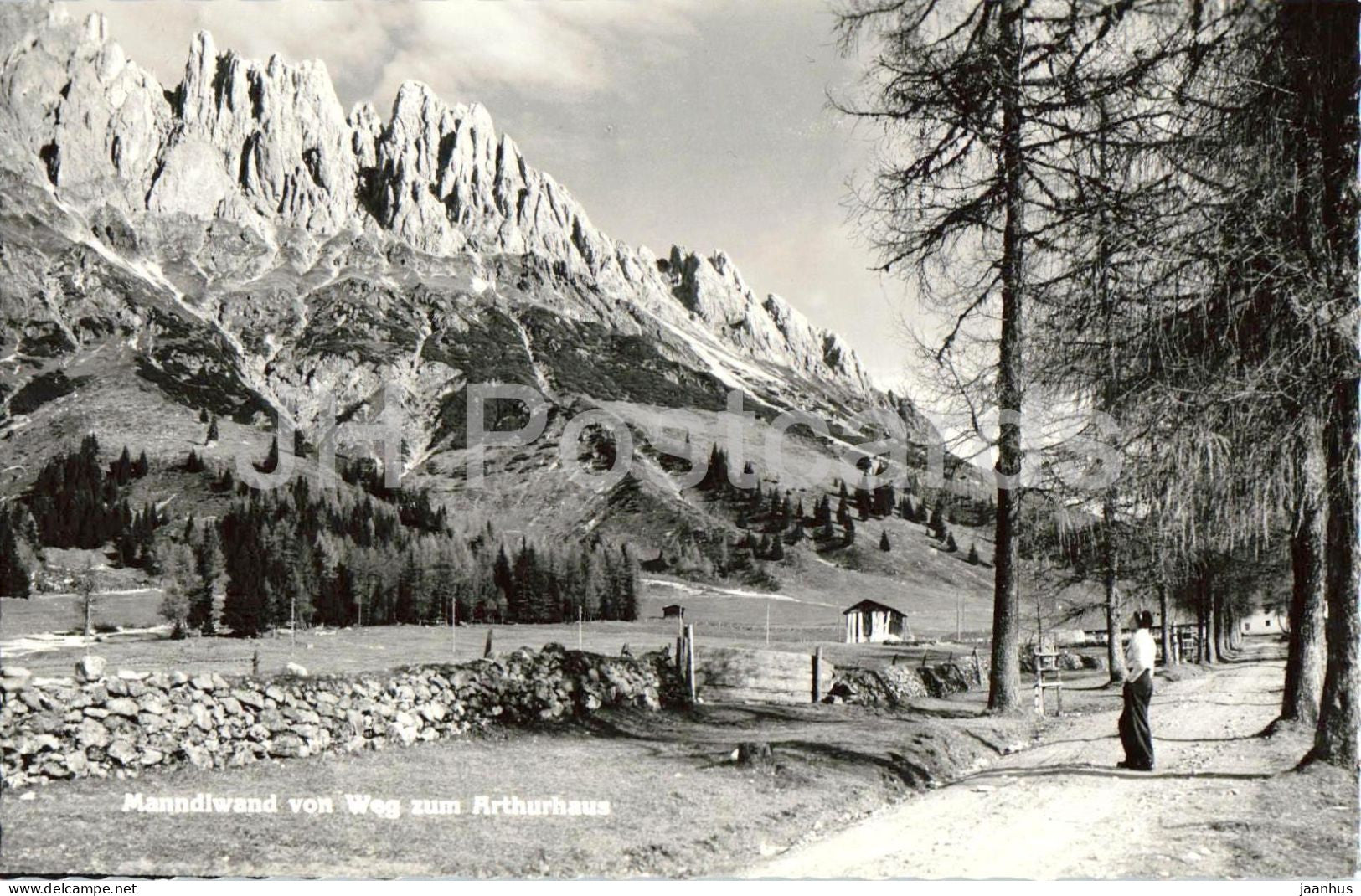 Mandlwand von Weg zum Arthurhaus - alpine landscape - mountains - Alps - old postcard - Austria - unused - JH Postcards