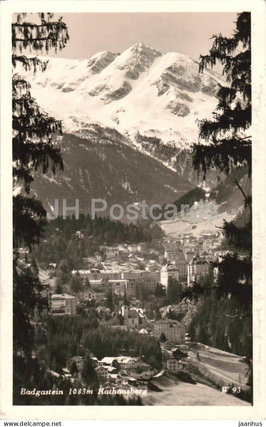 Bad Gastein 1083 m Rathausberg - Mountains and valley panorama - W 93 - old postcard - 1934 - Austria - used - JH Postcards