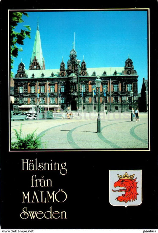 Malmo - Radhuset - Town Hall - Halsning fran Malmo - 12-1334 - Sweden - unused - JH Postcards