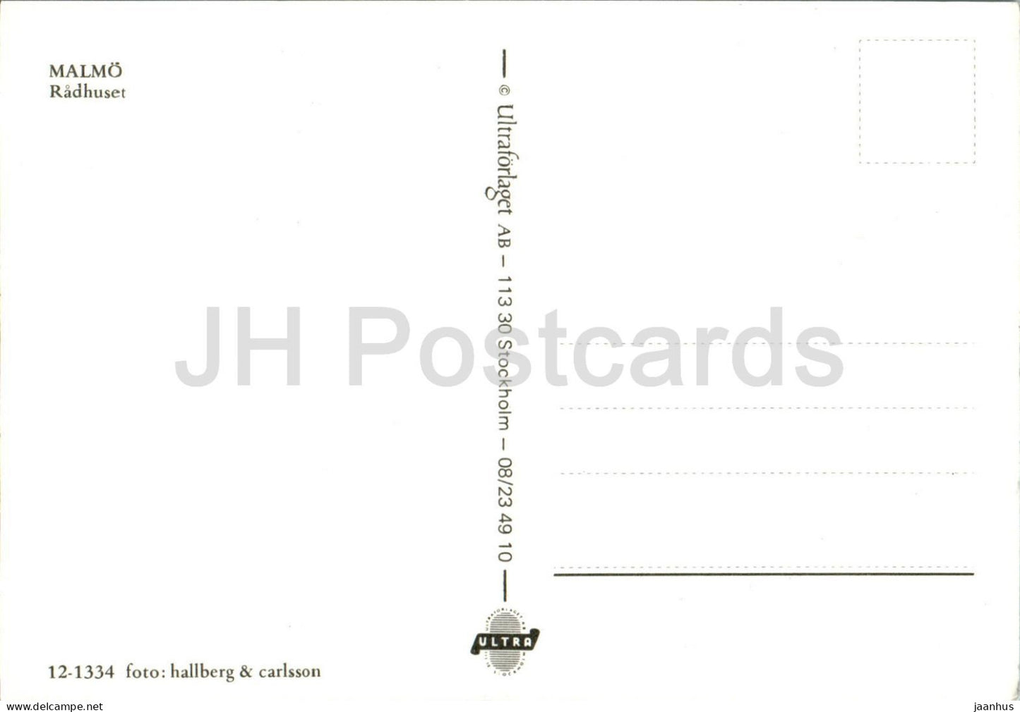 Malmo - Radhuset - Hôtel de ville - Halsning fran Malmo - 12-1334 - Suède - inutilisé 