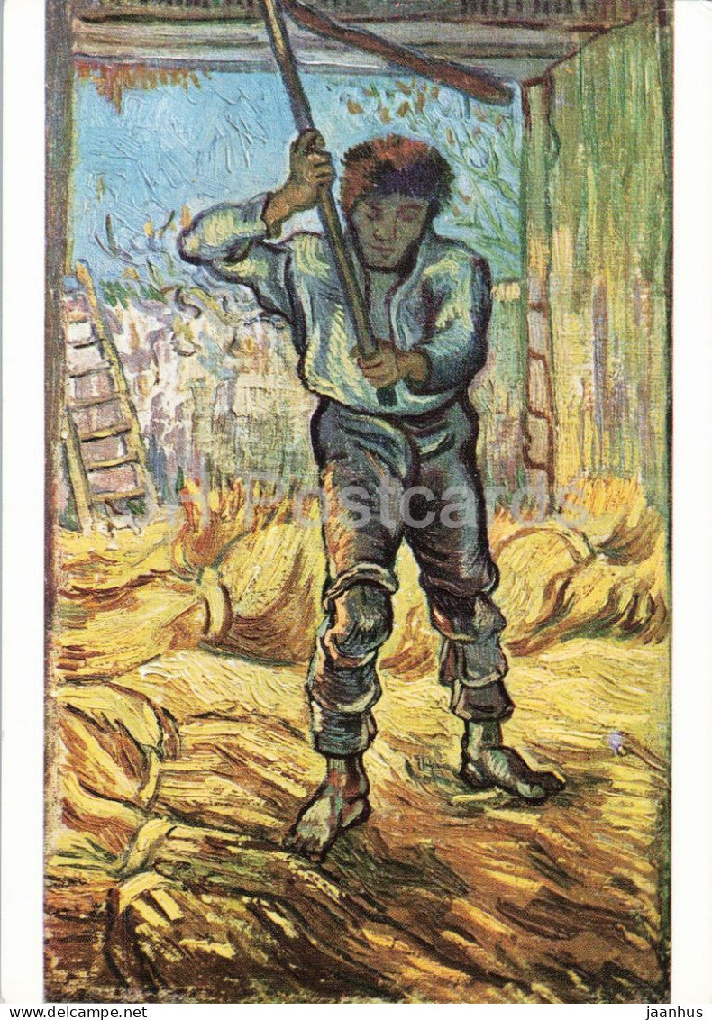 Vincent van Gogh - The Thresher after Millet - painting - Dutch art - art postcard - 1980s - Netherlands - unused - JH Postcards