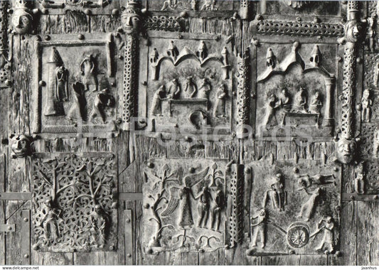 Verona - Basilica di S. Zeno Bronzi della porta Basilica of San Zeno - Bronze door panels old postcard - Italy - unused - JH Postcards