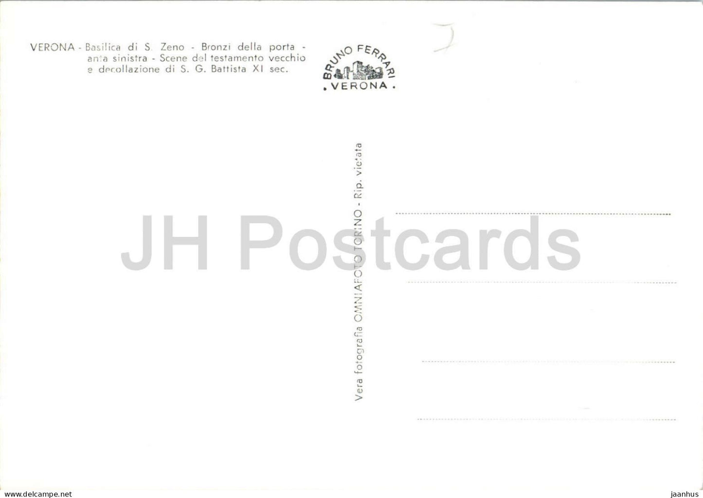 Verona - Basilica di S. Zeno Bronzi della porta Basilica of San Zeno - Bronze door panels old postcard - Italy - unused