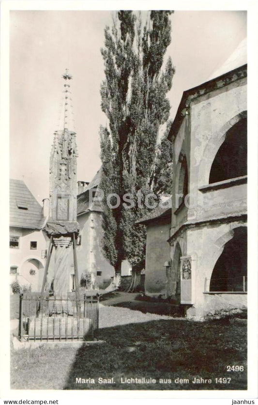 Maria Saal - Lichtsaule aus dem Jahre 1497 - Light Column - 2496 - old postcard - 1931 - Austria - unused - JH Postcards