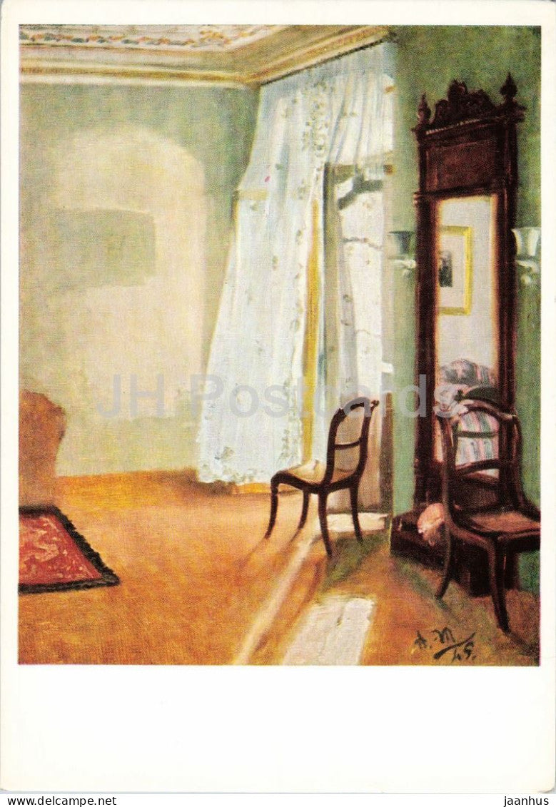 painting by Adolph von Menzel - The Balcony Room - Das Balkonzimmer - German art - 1966 - Germany DDR - unused - JH Postcards