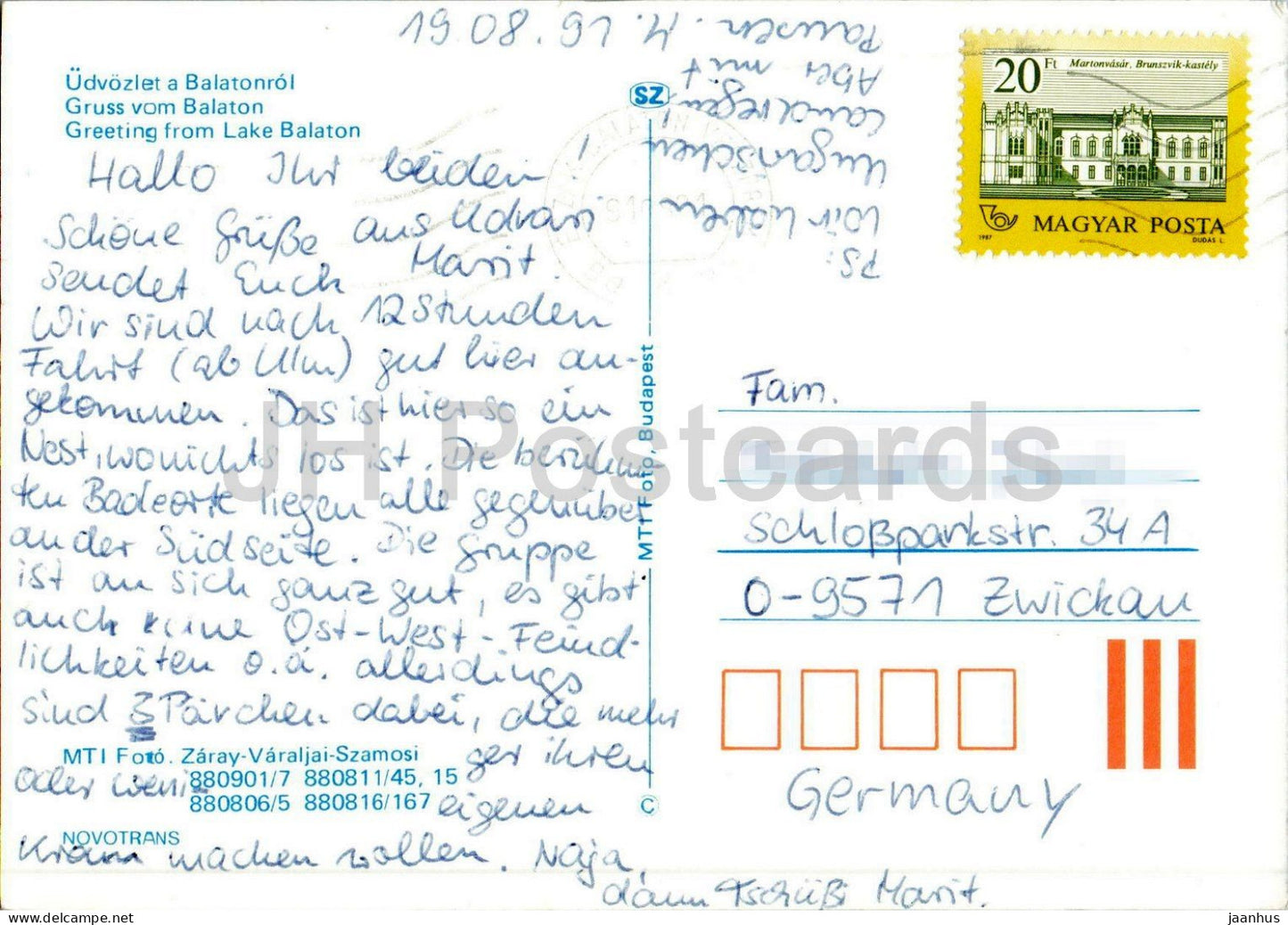 Grüße vom Plattensee - Segelboot - Hotel - Multiblick - 1991 - Ungarn - gebraucht