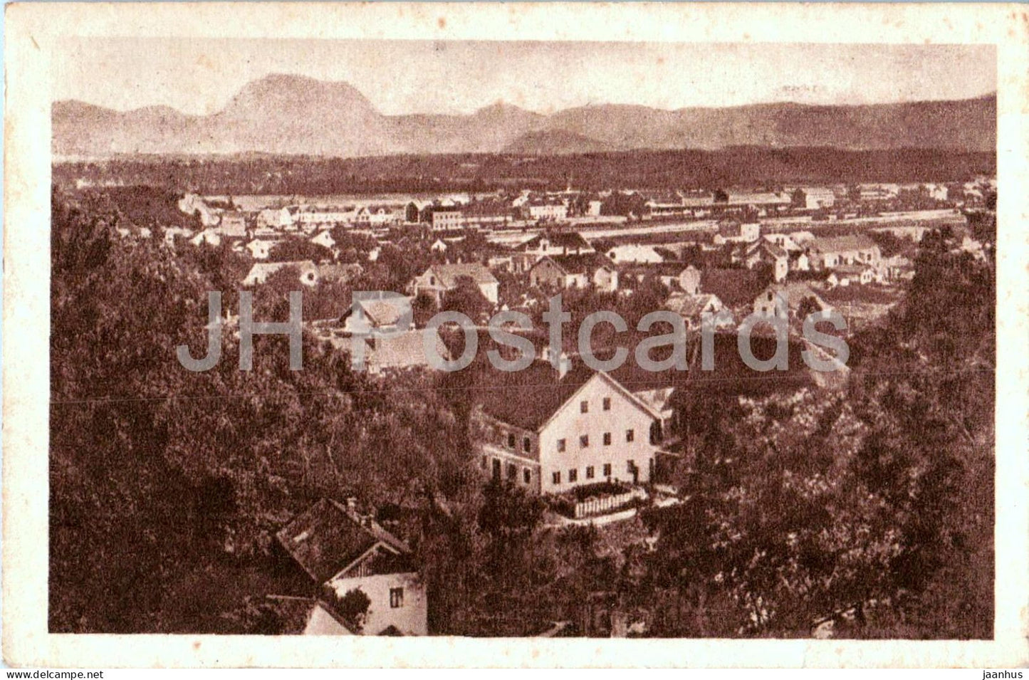 Attnang mit Traunstein - town panorama - mountains - old postcard - 1922 - Austria - used - JH Postcards