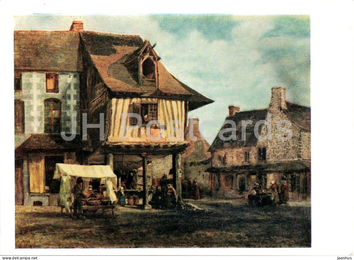 painting by Theodore Rousseau - Market in Normandy - French art - 1961 - Russia USSR - unused - JH Postcards