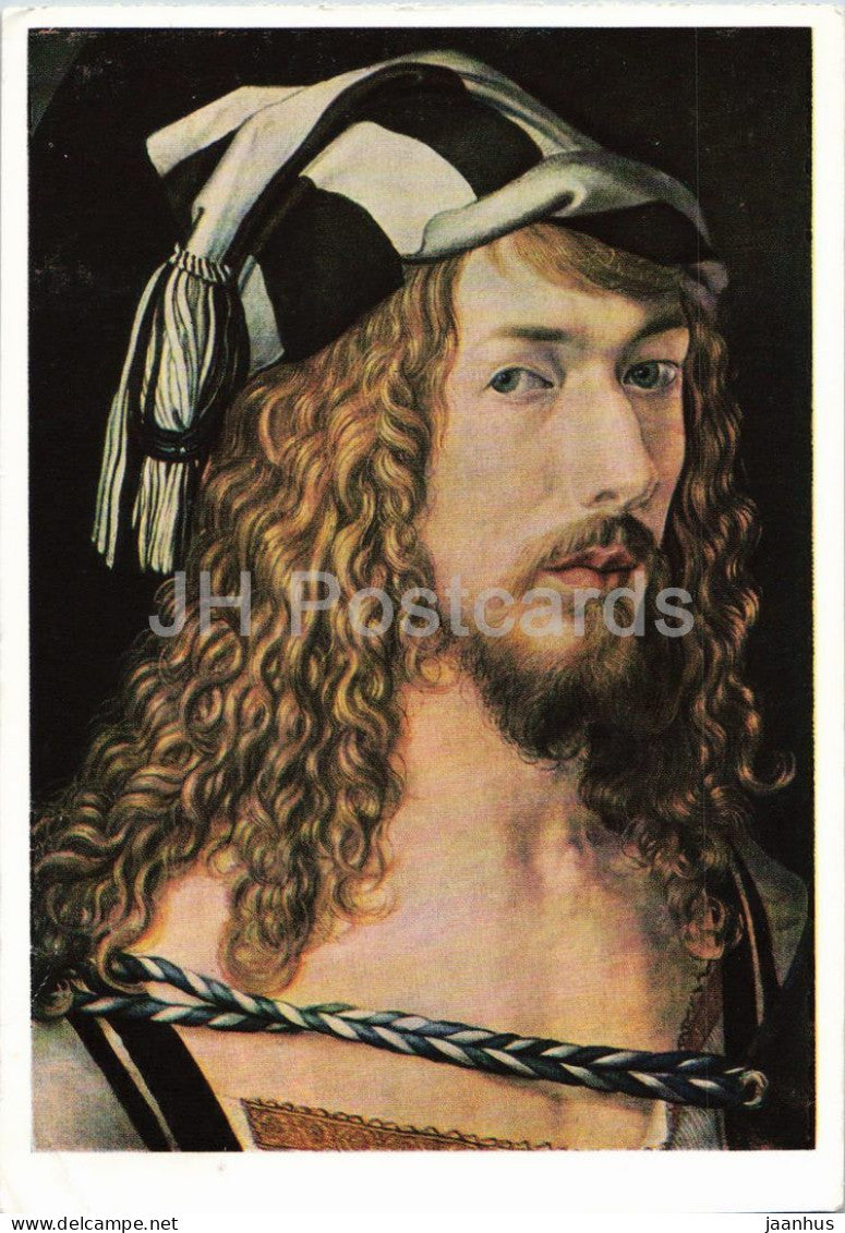 Albrecht Durer - Self-Portrait - painting - German art - art postcard - 1980s - Germany - DDR - used - JH Postcards