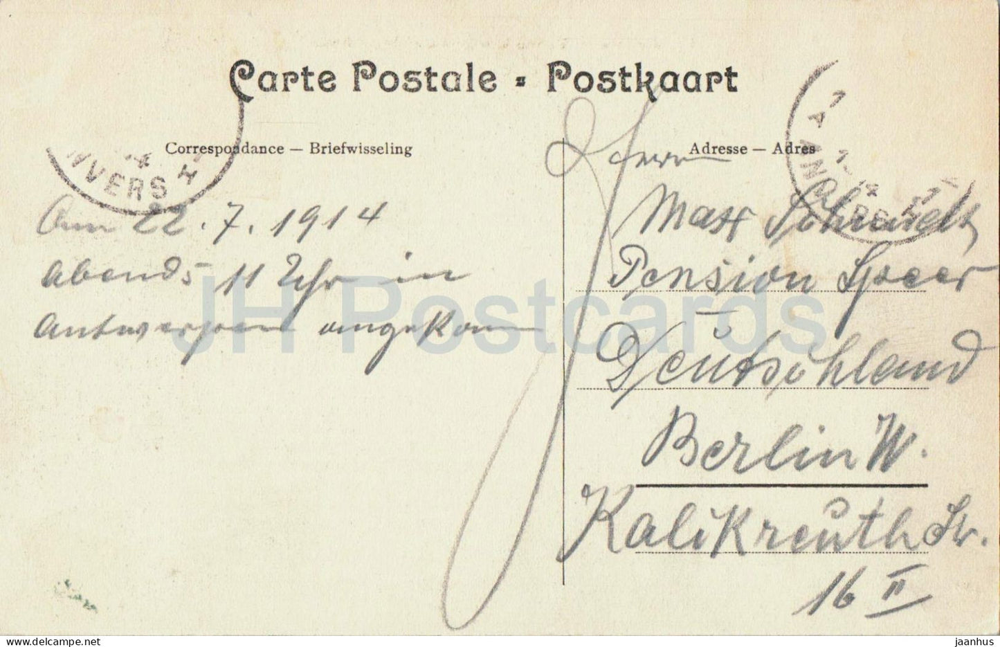 Anvers - Anvers - Vue du Bas-Escaut et Grand Place - place principale - 16 - carte postale ancienne - 1914 - Belgique - inutilisée 