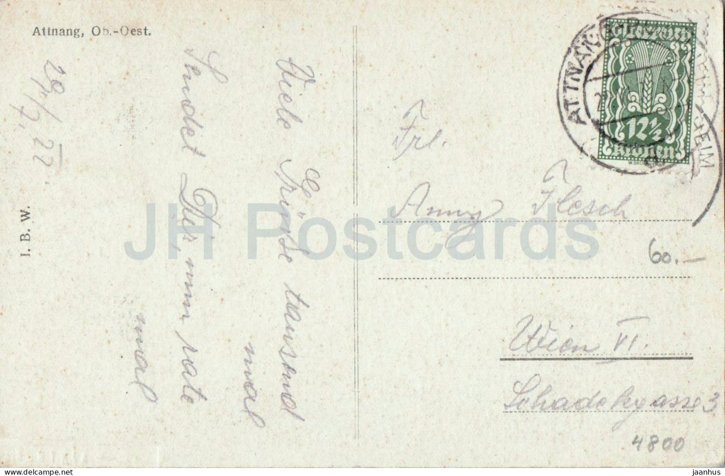 Attnang mit Traunstein - town panorama - mountains - old postcard - 1922 - Austria - used