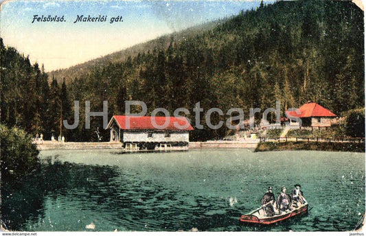 Felsoviso - Makerloi gat - Dam - lake - forest - boat - old postcard - 1917 - Hungary - unused - JH Postcards