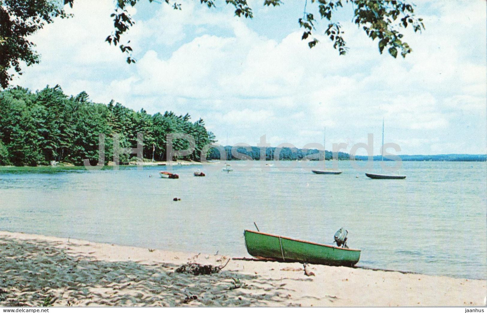 Lake Leelanau - Leland Michigan - boat - 1981 - USA - used - JH Postcards