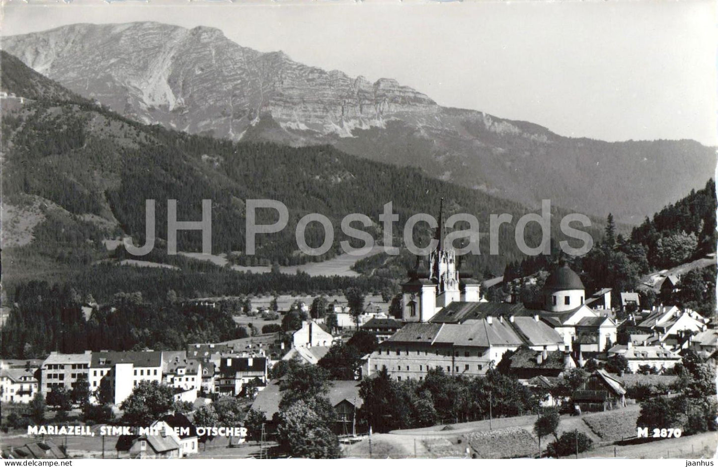 Mariazell - Stmk - mit dem Otscher - pilgrimage town - church - mountains - 2870 - old postcard - Austria - unused - JH Postcards