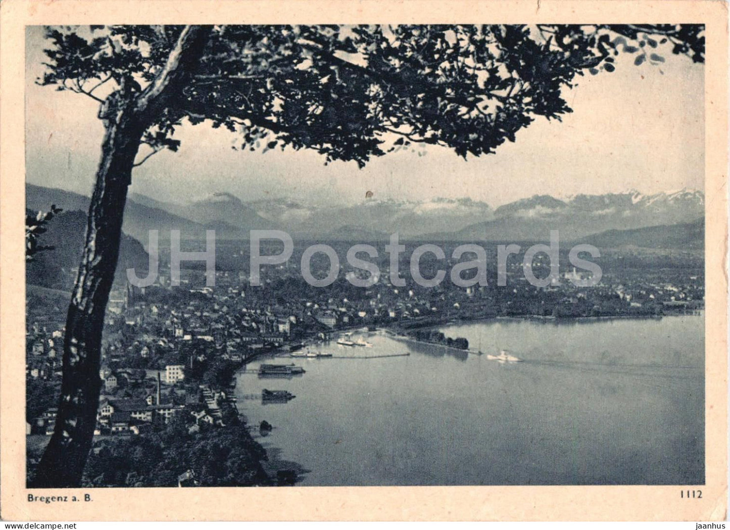 Bregenz a. B. - town view - lake - harbor - panorama - 1112 - old postcard - Austria - used - JH Postcards